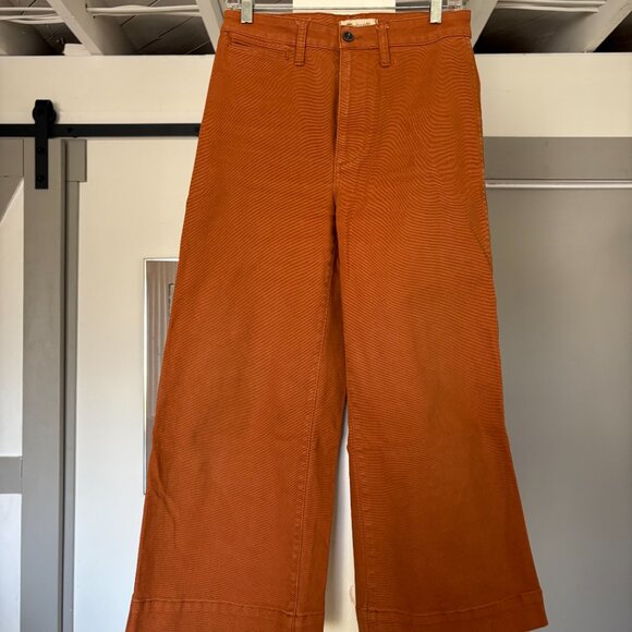 Madewell Size 27 Wide Leg Cropped Pants - Burnt Orange - Picture 2 of 6